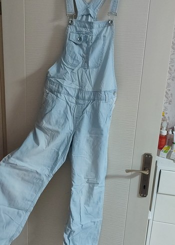 Kadın Mavi Denim Askılı Tulum hamilelik - Görsel 4