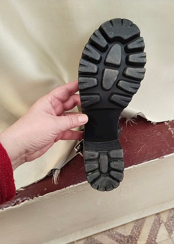 Siyah Goth Tarzı Tokalı Kadın ayakkabı sandalet - Görsel 3