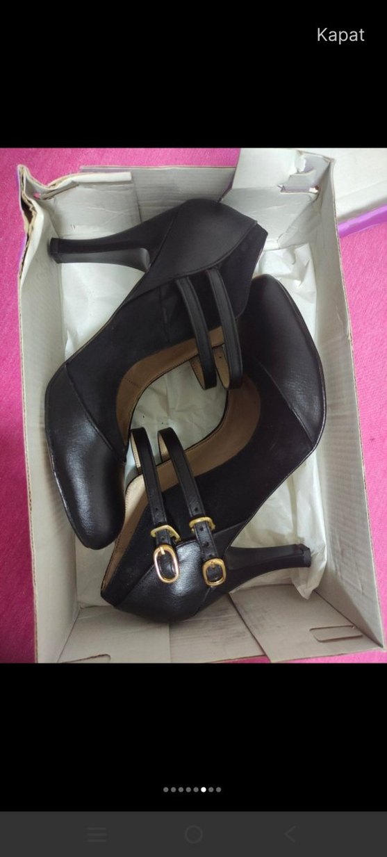 Klasik Tokalı Siyah Stiletto Topuklu Kadın Ayakkabı - Görsel 5