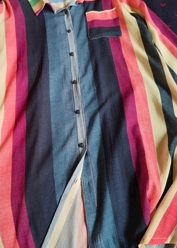 Renkli Uzun Kollu Bohem Kadın Gömlek - Görsel 3