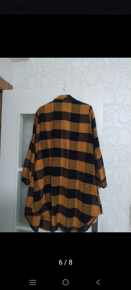 Düğmeli Uzun Kollu Kareli Kadın Gömlek - Görsel 2