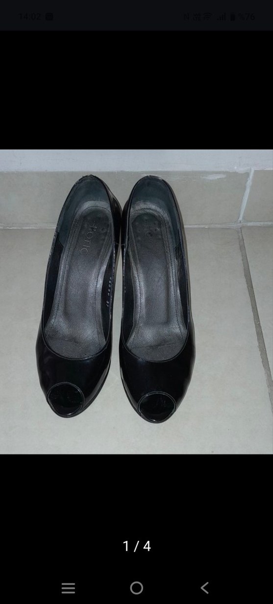 Siyah Rugan Dolgu Topuk Kadın Stiletto - Görsel 3