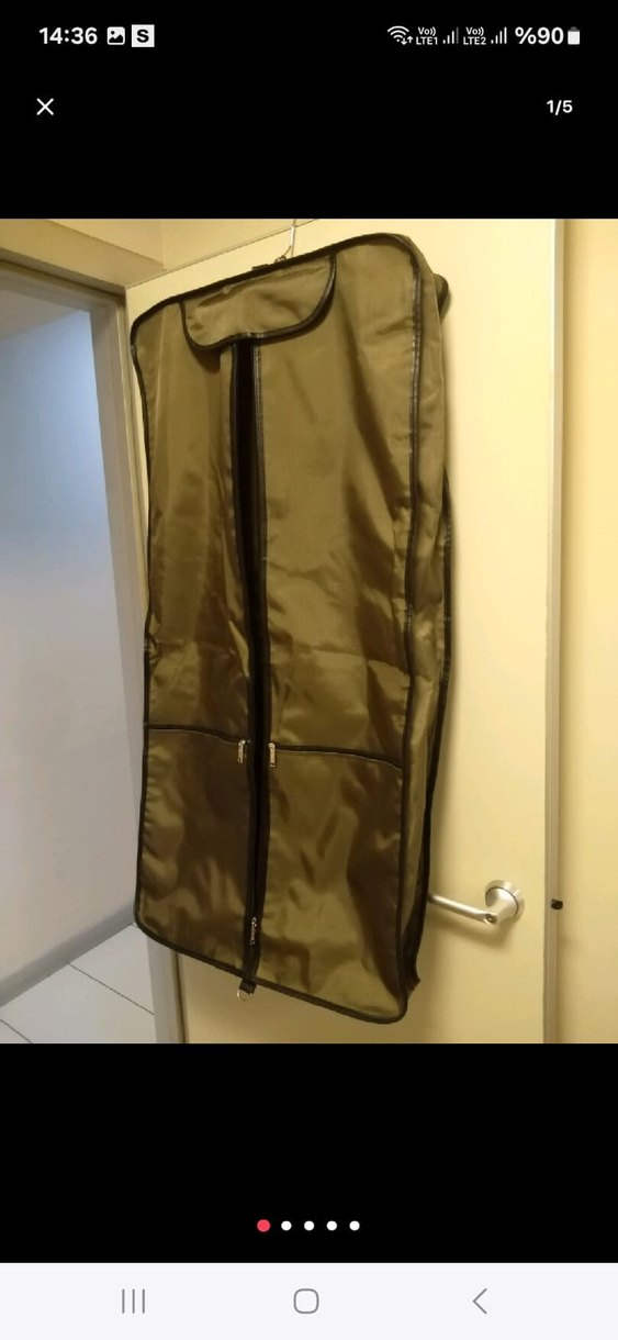 haki renk Fransız malı elbise taşıma çantası sıfır gibi - Görsel 2