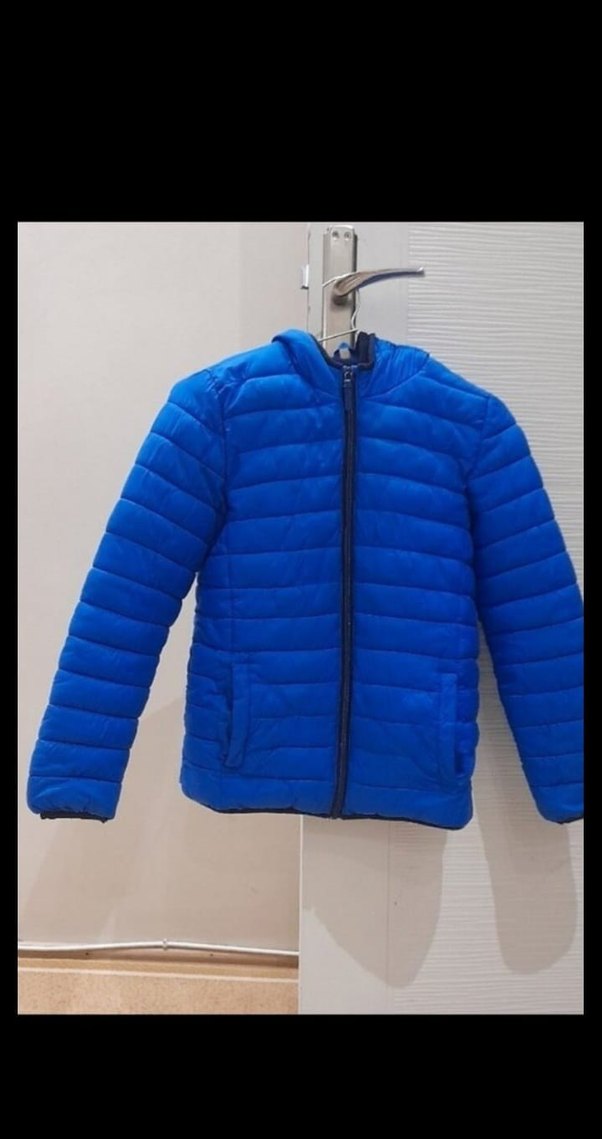 Sokak Stili Mavi Kapüşonlu çocuk Mont - Görsel 2