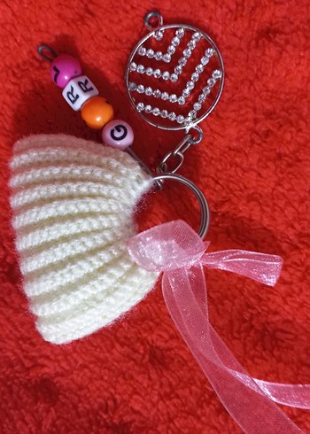 Renkli Örgü Bohem Kadın Anahtarlık (Krem Renk) - Görsel 2