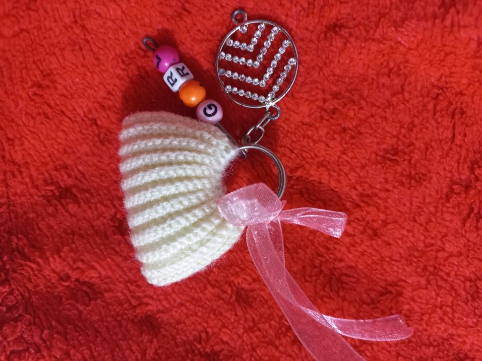 Renkli Örgü Bohem Kadın Anahtarlık (Krem Renk) - Görsel 2