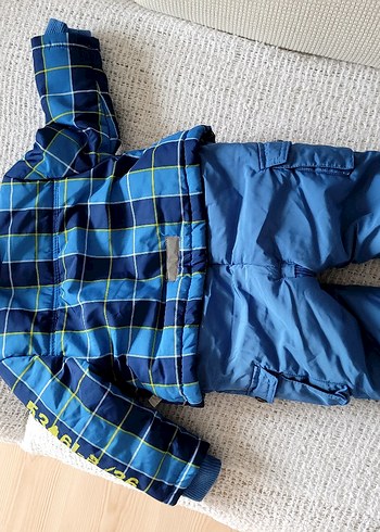 Koyu Mavi Kapüşonlu Bebek Kayak Tulumu - Görsel 8