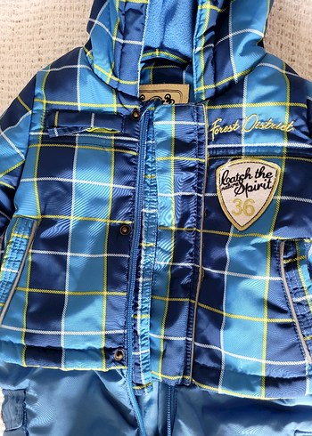 Koyu Mavi Kapüşonlu Bebek Kayak Tulumu - Görsel 6