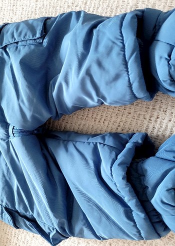 Koyu Mavi Kapüşonlu Bebek Kayak Tulumu - Görsel 7