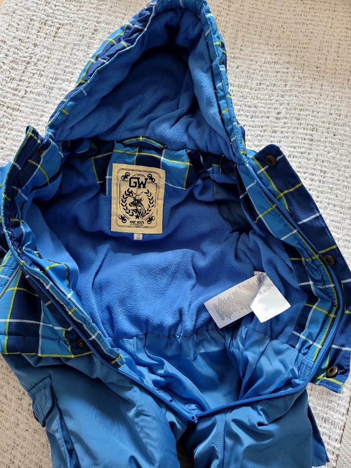 Koyu Mavi Kapüşonlu Bebek Kayak Tulumu - Görsel 3