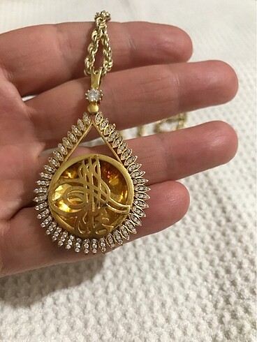 Diğer Gümüş tuğra damla taş altın kaplama&Bilezik