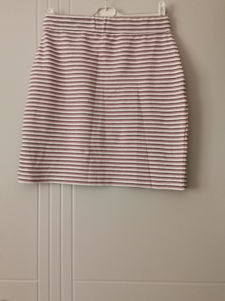 Çizgili Pembe Mini Etek - Görsel 2
