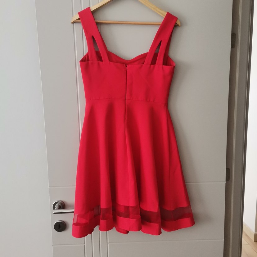 Kırmızı Midi Drapeli Abiye Elbise - Görsel 2