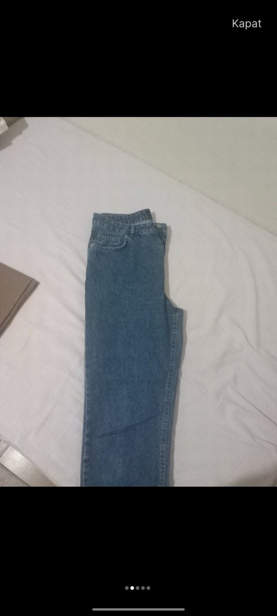 Kadın Mavi Rahat Kesim kot Pantolon - Görsel 4