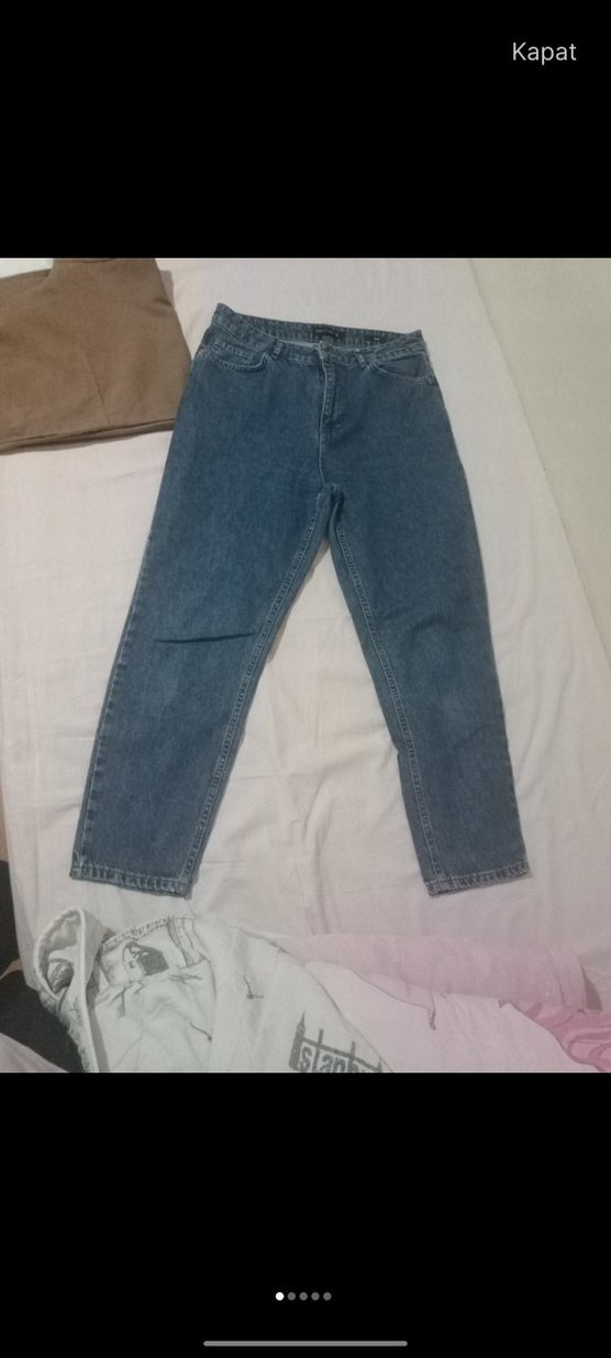 Kadın Mavi Rahat Kesim kot Pantolon - Görsel 3