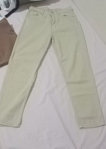 Bej Kadın Keten Kumaş Pantolon - Görsel 5