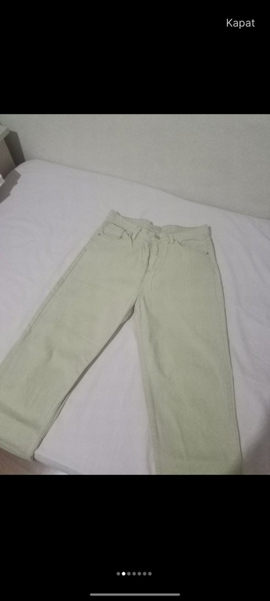 Bej Kadın Keten Kumaş Pantolon - Görsel 2