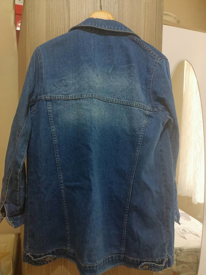 Mavi Düğmeli Kadın kot Ceket - Görsel 4