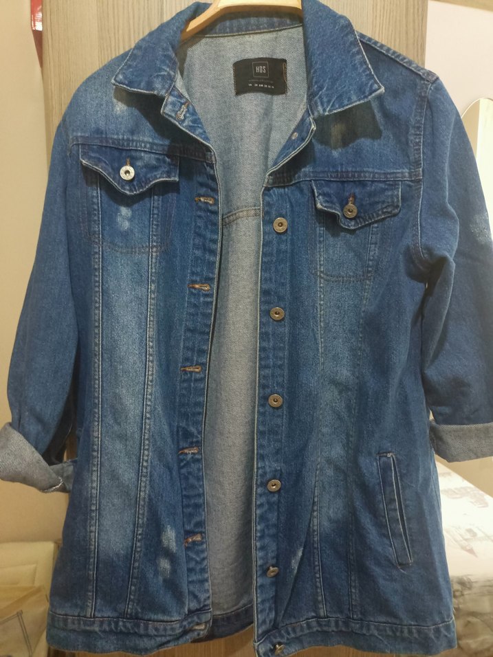 Mavi Düğmeli Kadın kot Ceket - Görsel 2