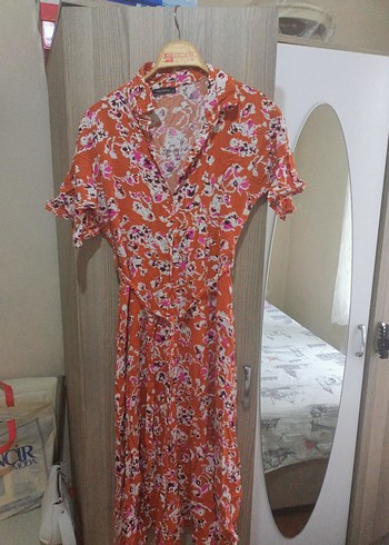 Bohem V Yaka Çiçek Desenli Uzun Elbise - Görsel 2