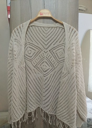 Bej Bohem Örgü Hırka - Görsel 2