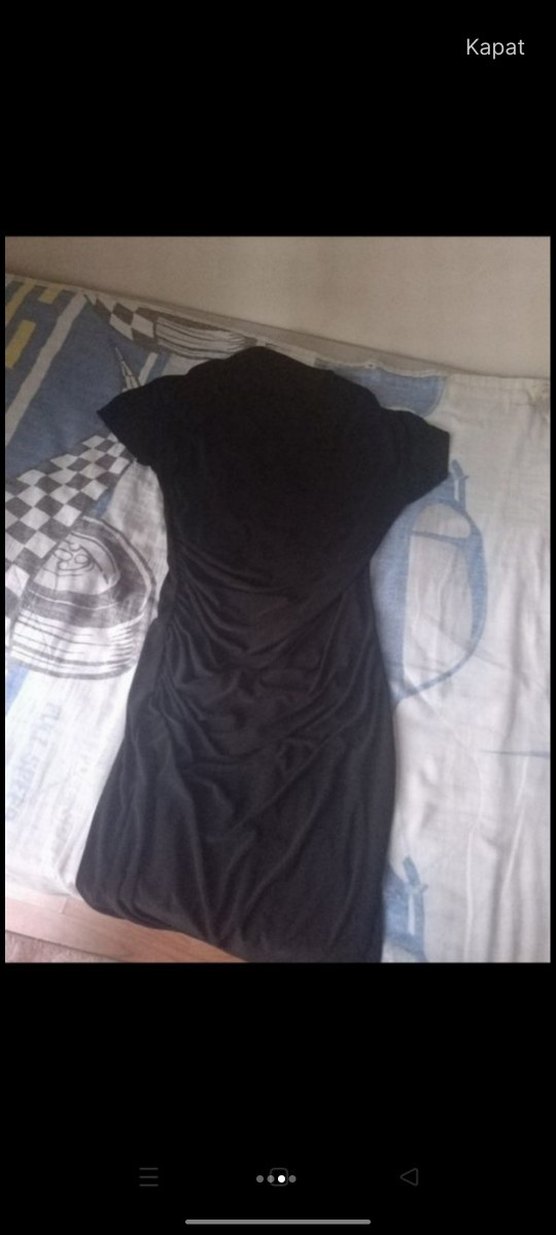 Siyah midi boy belden büzgülü elbise - Görsel 5