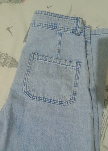 Açık mavi bol paça Kadın Jean - Görsel 4