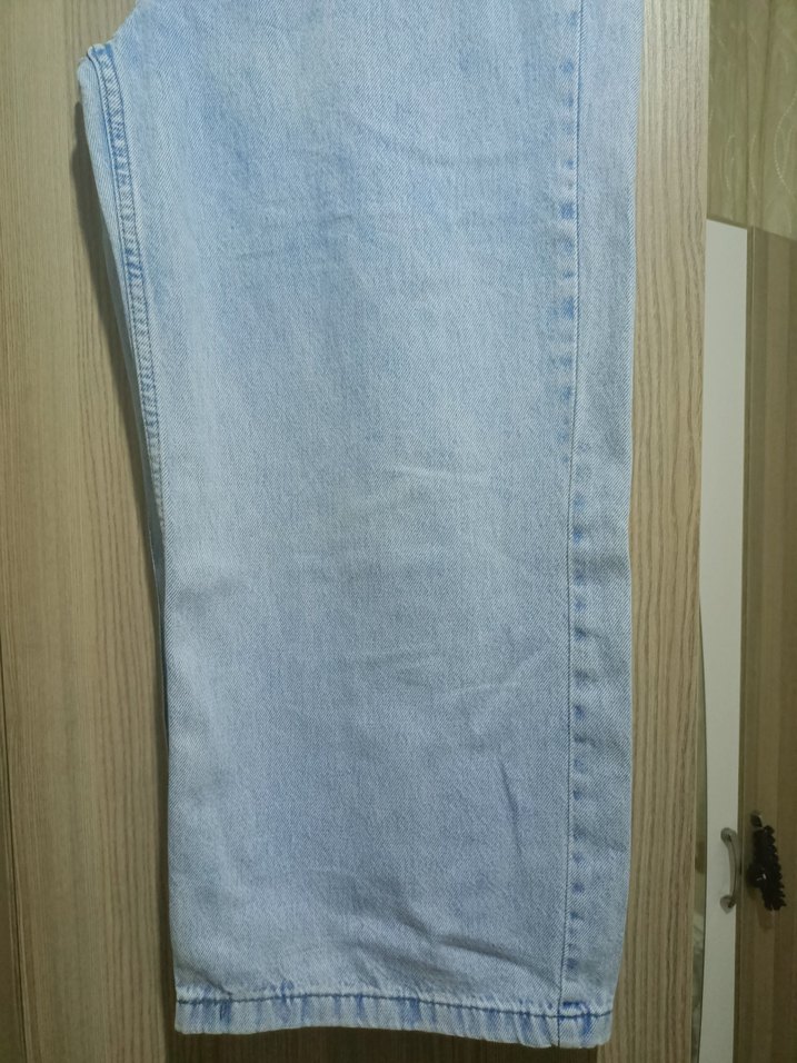 Açık mavi bol paça Kadın Jean - Görsel 5