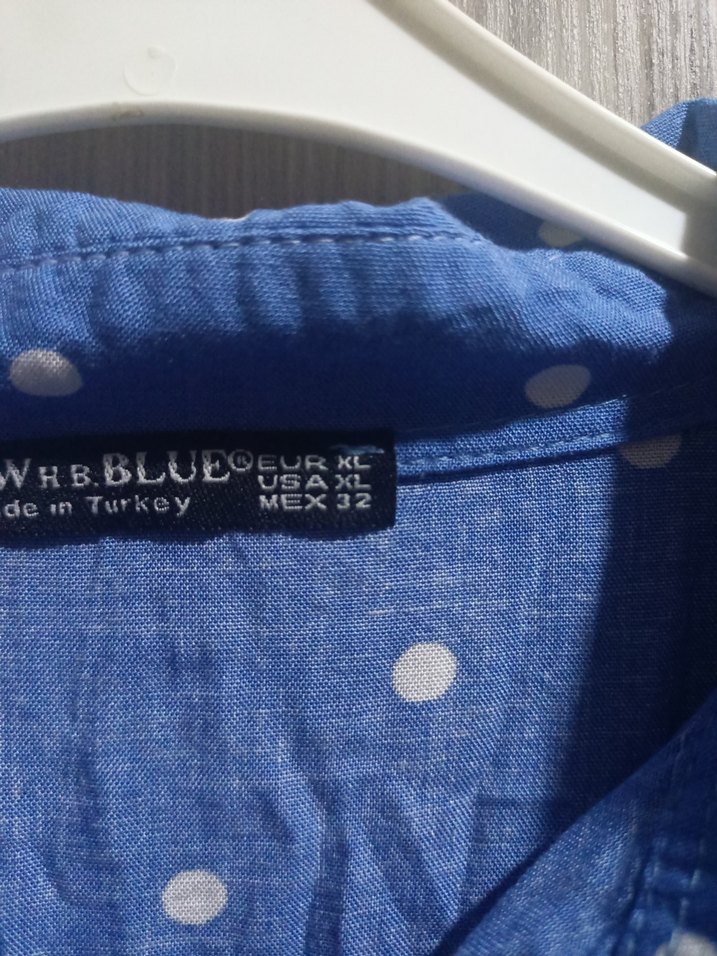 Mavi Puantiyeli Düğmeli Midi boy Elbise - Görsel 3