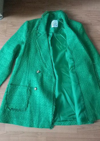 Düğmeli Midi Yeşil blazer tarzı Ceket