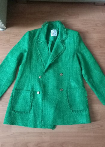 Diğer Düğmeli Midi Yeşil blazer tarzı Ceket