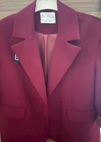 s Beden bordo Renk Bordo Düğmeli Kadın Blazer Ceket