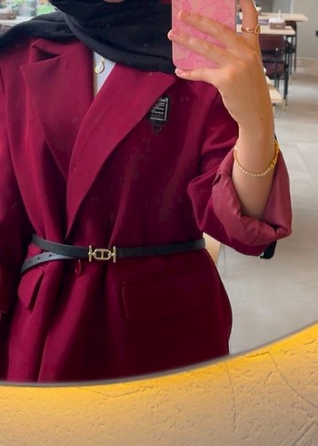 s Beden Bordo Kemerli Kadın Süet Blazer Ceket