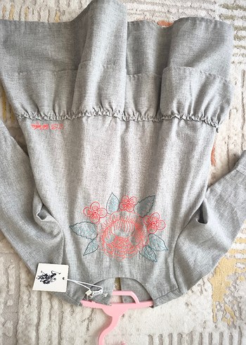 Us.Polo Etiketli Gri Çiçek Baskılı Uzun Kollu Kız Elbise - Görsel 5