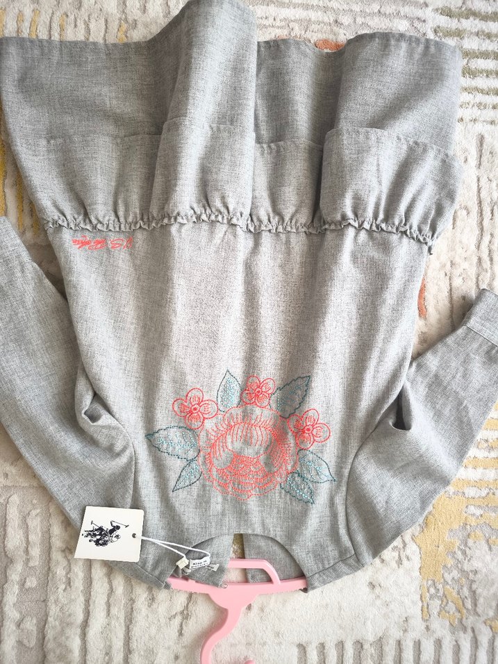 Us.Polo Etiketli Gri Çiçek Baskılı Uzun Kollu Kız Elbise - Görsel 5