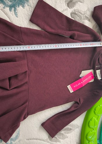 LCW Bordo , Uzun Kollu Anne kız elbise etiketli - Görsel 3