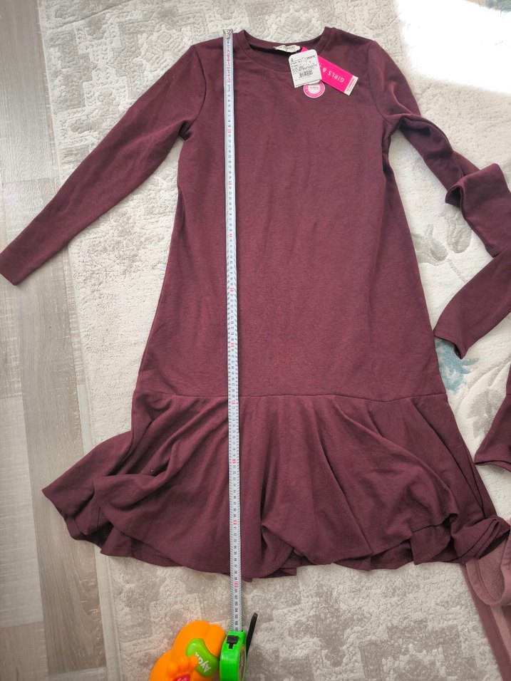 LCW Bordo , Uzun Kollu Anne kız elbise etiketli - Görsel 2