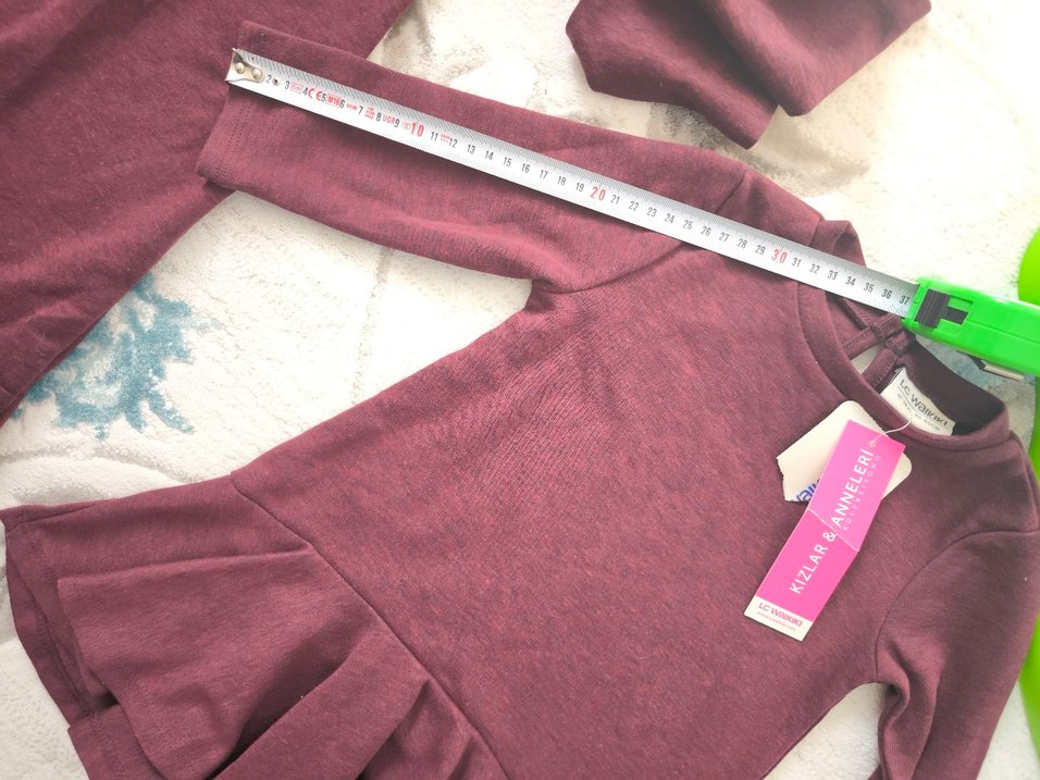 LCW Bordo , Uzun Kollu Anne kız elbise etiketli - Görsel 4