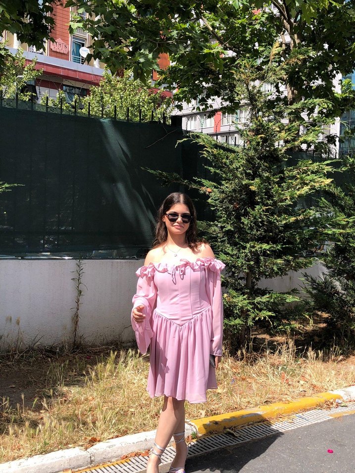 Pembe Straplez  Mezuniyet Elbisesi - Görsel 2