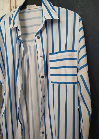 Mavi Çizgili Uzun Kollu Gömlek - Görsel 3