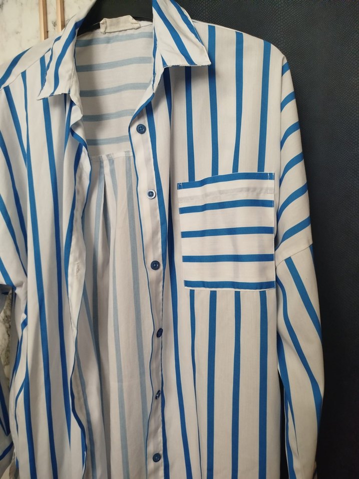 Mavi Çizgili Uzun Kollu Gömlek - Görsel 3