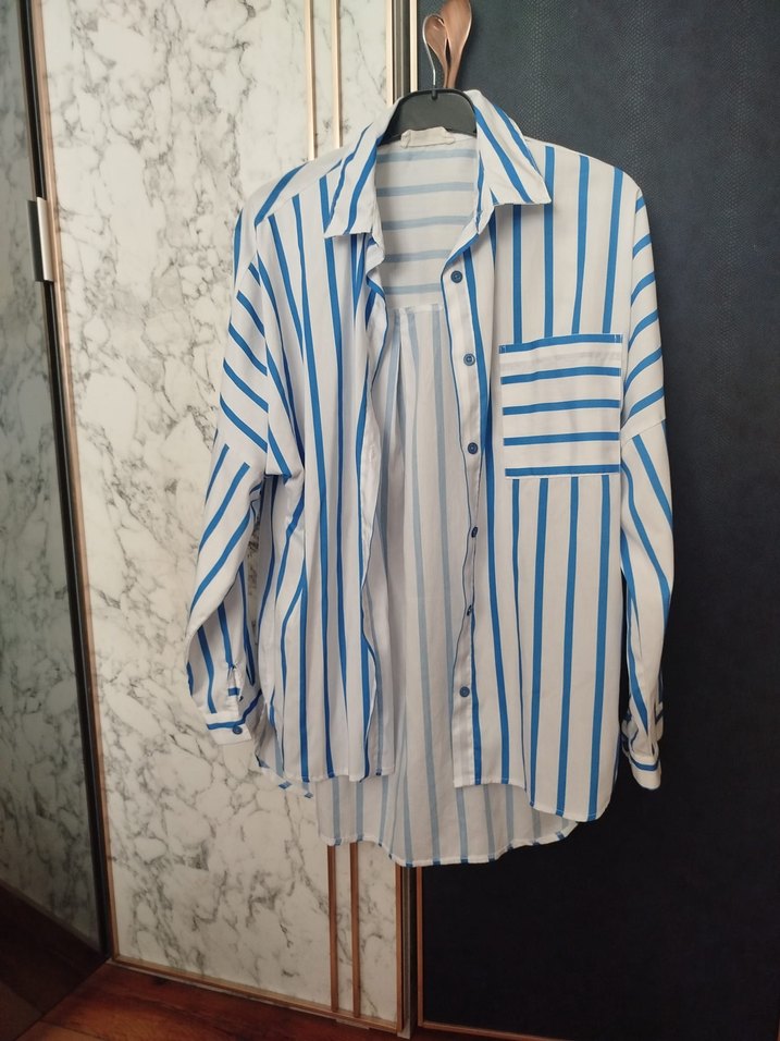 Mavi Çizgili Uzun Kollu Gömlek - Görsel 2