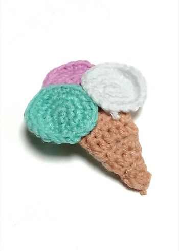 Renkli Örgü Dondurma çiçek papatya ve labubu el yapımı örgü toka - Görsel 3