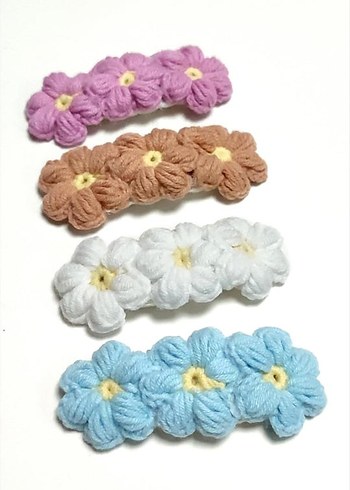 Renkli Örgü Dondurma çiçek papatya ve labubu el yapımı örgü toka - Görsel 2