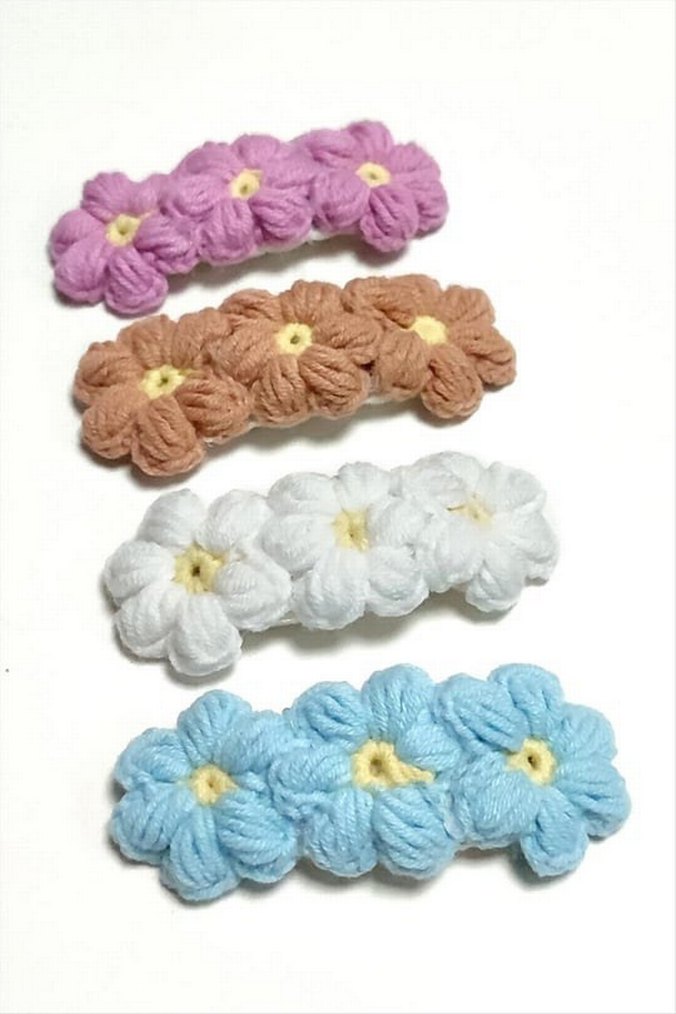 Renkli Örgü Dondurma çiçek papatya ve labubu el yapımı örgü toka - Görsel 2