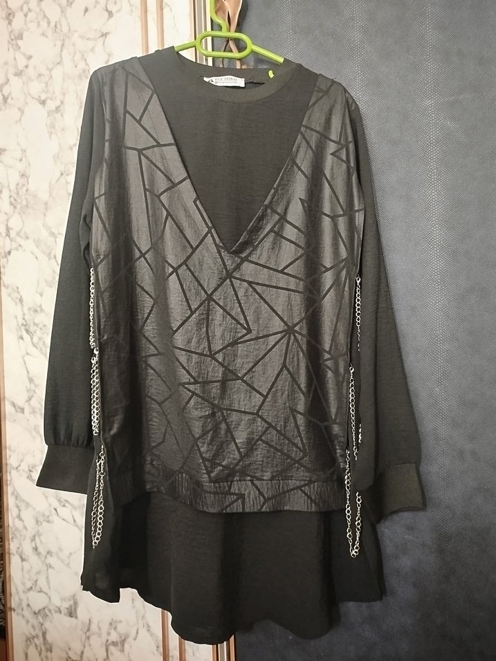 Uzun Kollu Siyah Tunik ve siyah takım ayrı ayrı - Görsel 3