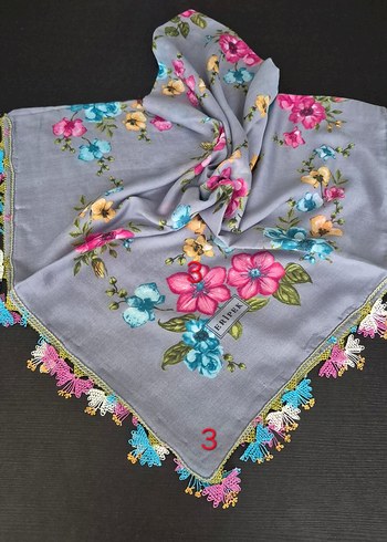 Renkli Kelebek Desenli oyalı tülbent - Görsel 3