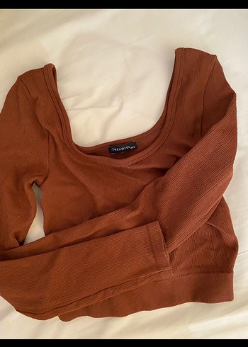 Kahverengi Kadın Süet Crop Top - Görsel 3