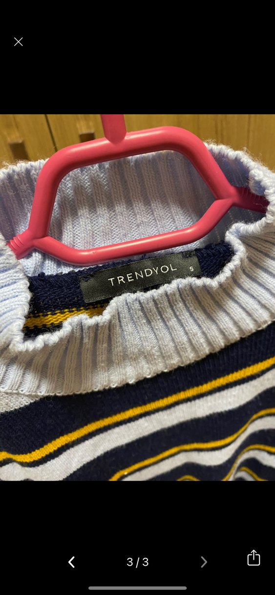 Boğazlı Çizgili Kadın Triko Kazak - Görsel 3