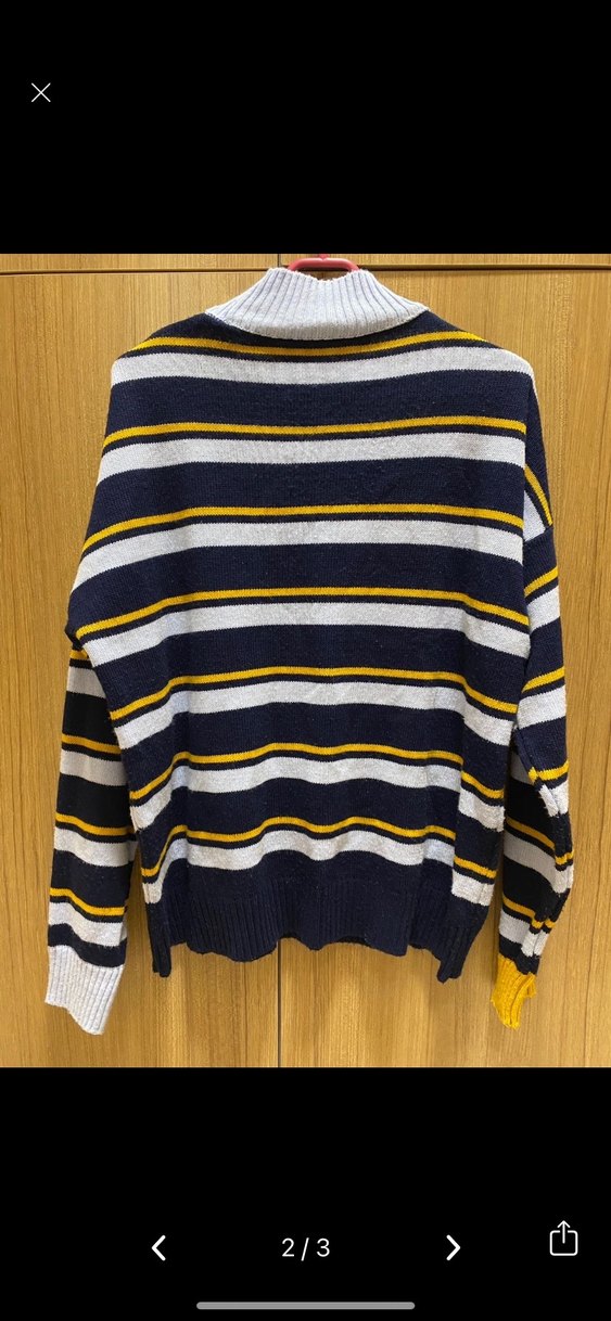 Boğazlı Çizgili Kadın Triko Kazak - Görsel 2